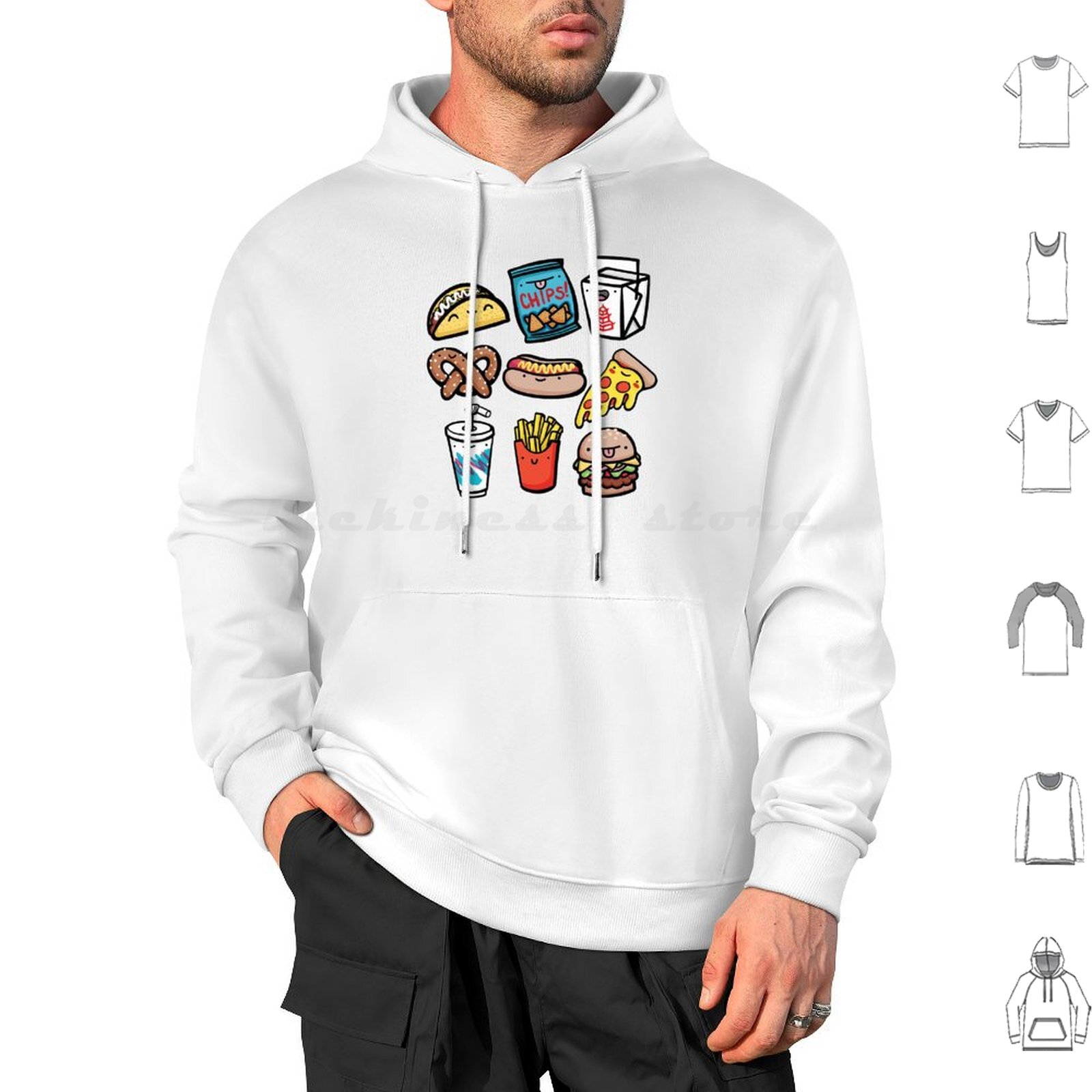 Baby Food Vector - เสื้อฮู้ดเด็กแบบชิ้นเดียว ผ้าฝ้าย แขนยาว ลายอาหาร อาหาร ภาพประกอบอาหาร