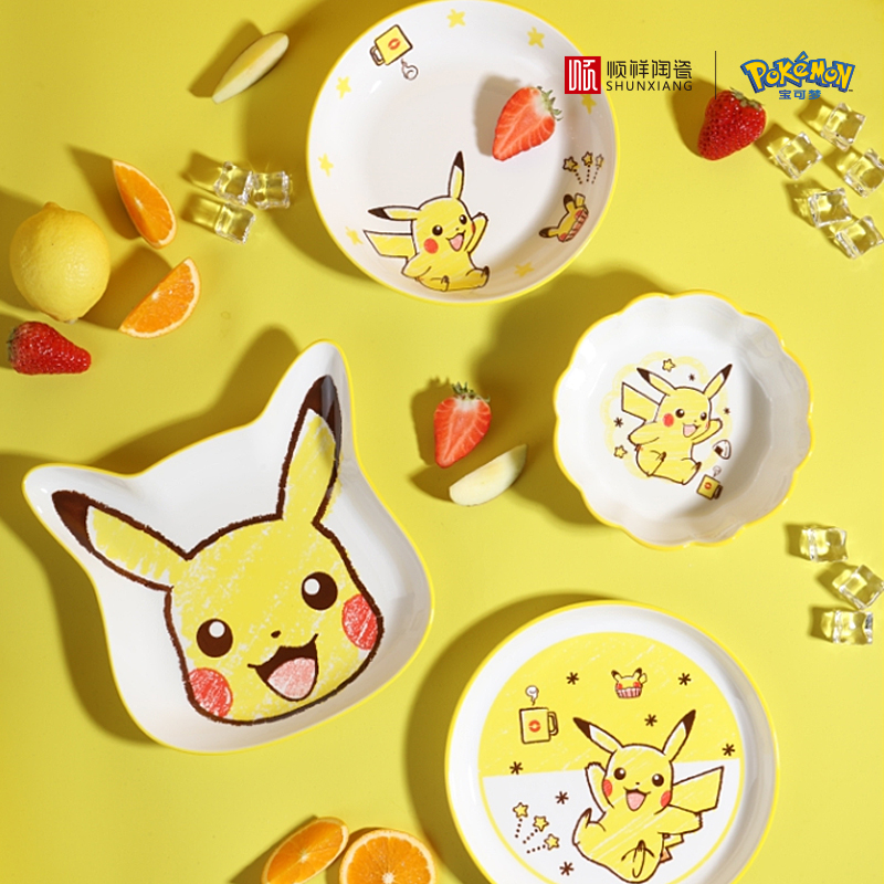 Baby Food Dinner - ชุดอาหารเซรามิกโปเกมอน ชุนเซียง ลายการ์ตูนพิกะจู ชามอาหารเด็ก ชาม/จานลายอนิเมะ ชาม/จานรูปทรงแปลกตา