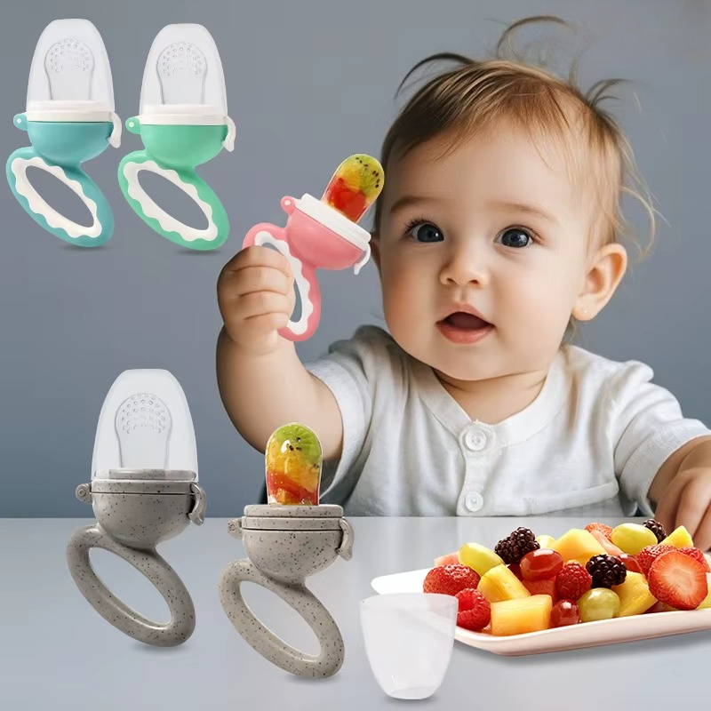 Baby Food Yummy - ที่ป้อนอาหารเด็กทารก รูปทรงปลาฉลาม สำหรับผลไม้และผัก พร้อมถุงตาข่ายขนาดกลาง ทำจากซิลิโคนเหลวเกรดอาหาร ให้คุณค่าทางโภชนาการที่อร่อย