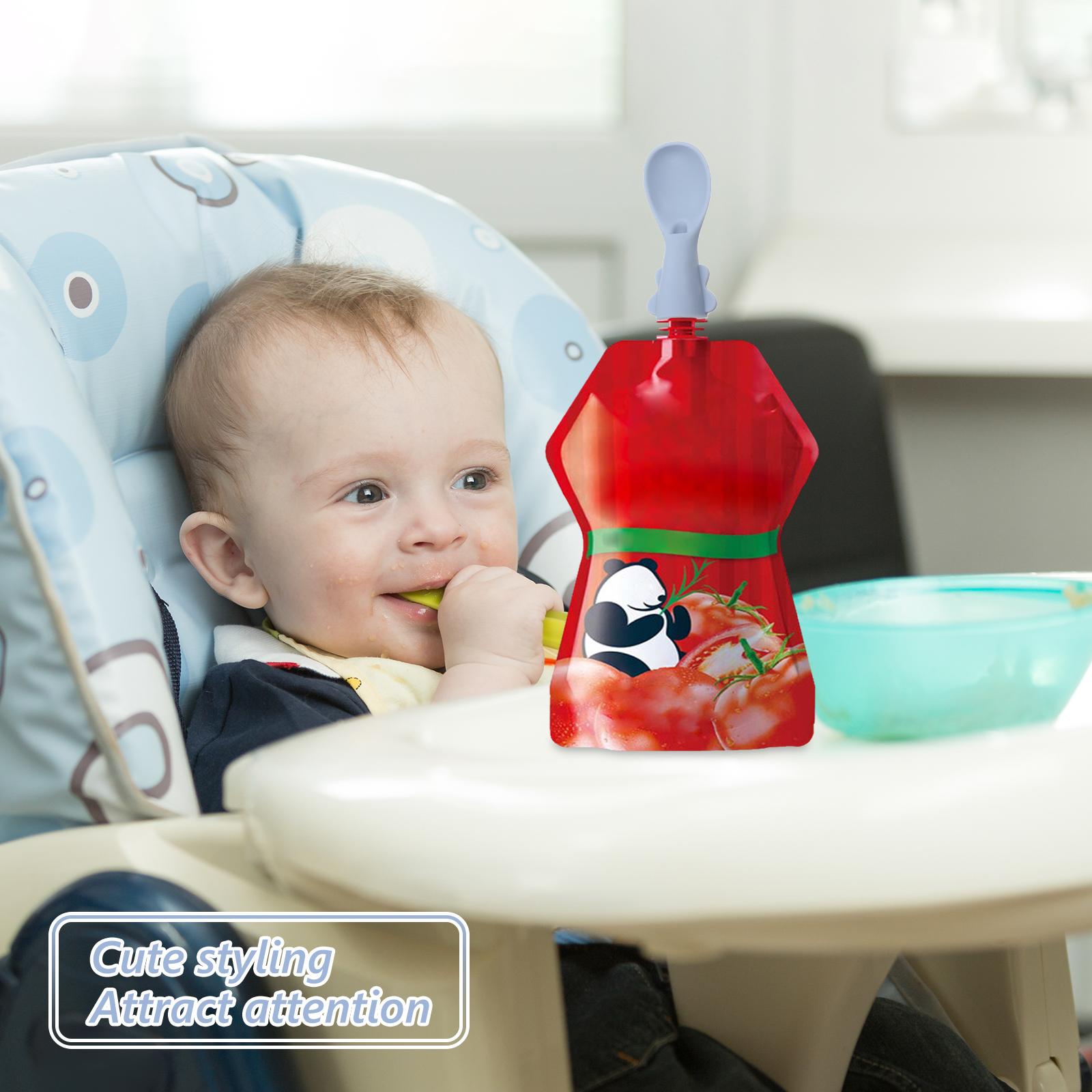 4 ชิ้นกระเป๋าเด็กชุดช้อนช้อนสํ - Baby Food Pouches 1 Year Old บทวิจารณ์และราคา